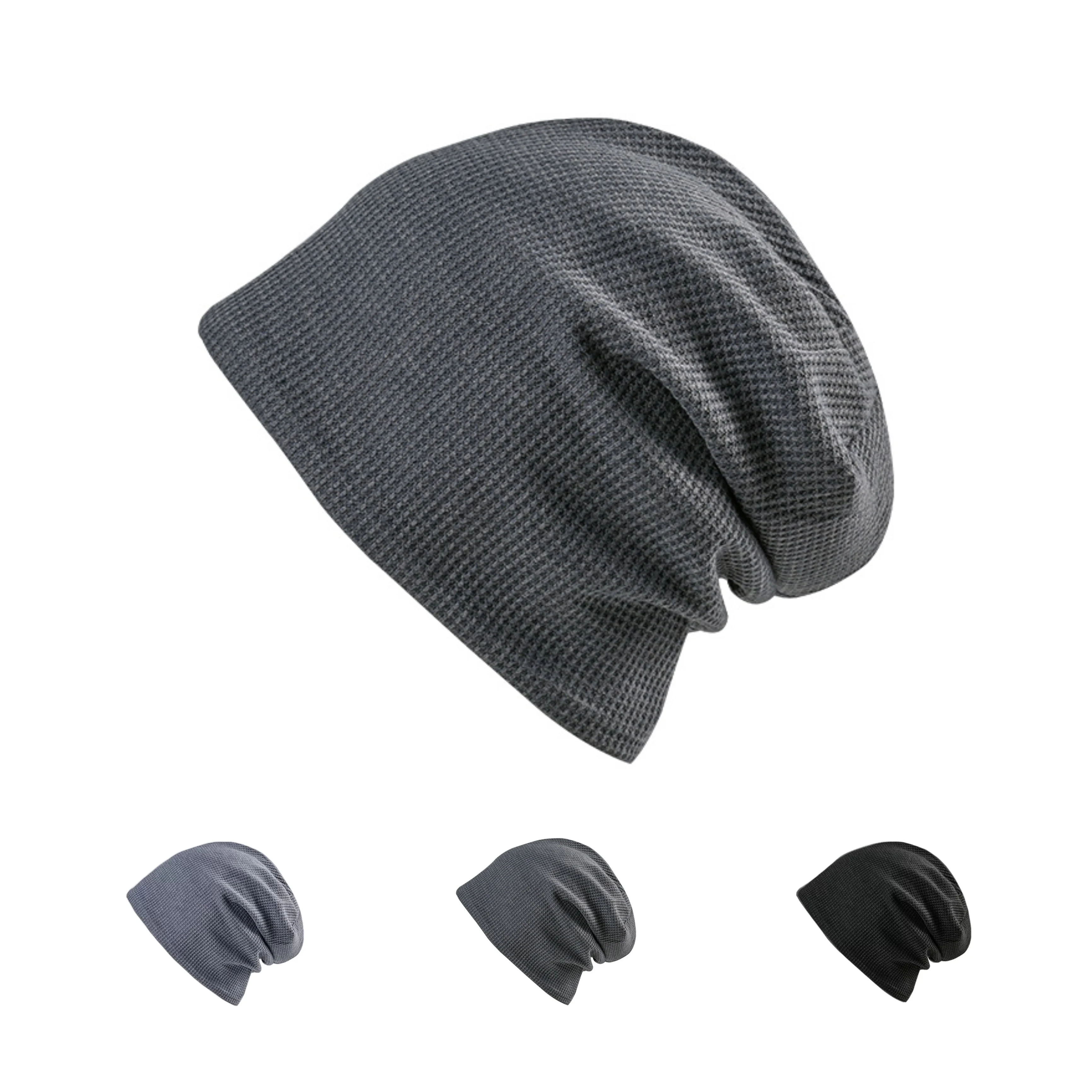 Плотные зимние шапки с напуском для мужчин и женщин, унисекс, однотонная Вязаная хлопковая Шапка-бини на заказ, зимняя очень теплая шапка с индивидуальным логотипом, оптовая продажа