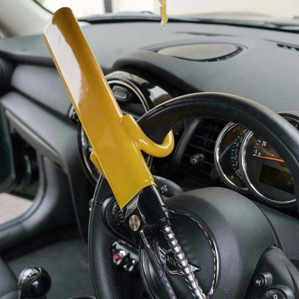 Anti Theft Safety Product Steel Double Hook Twin Bar lock Security Car Universal Steering Wheel Lock with key