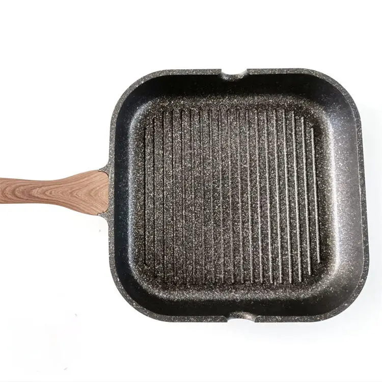 Manufacturers stock steel handle double bottom frying pan sanding non-stick aluminum frying pan