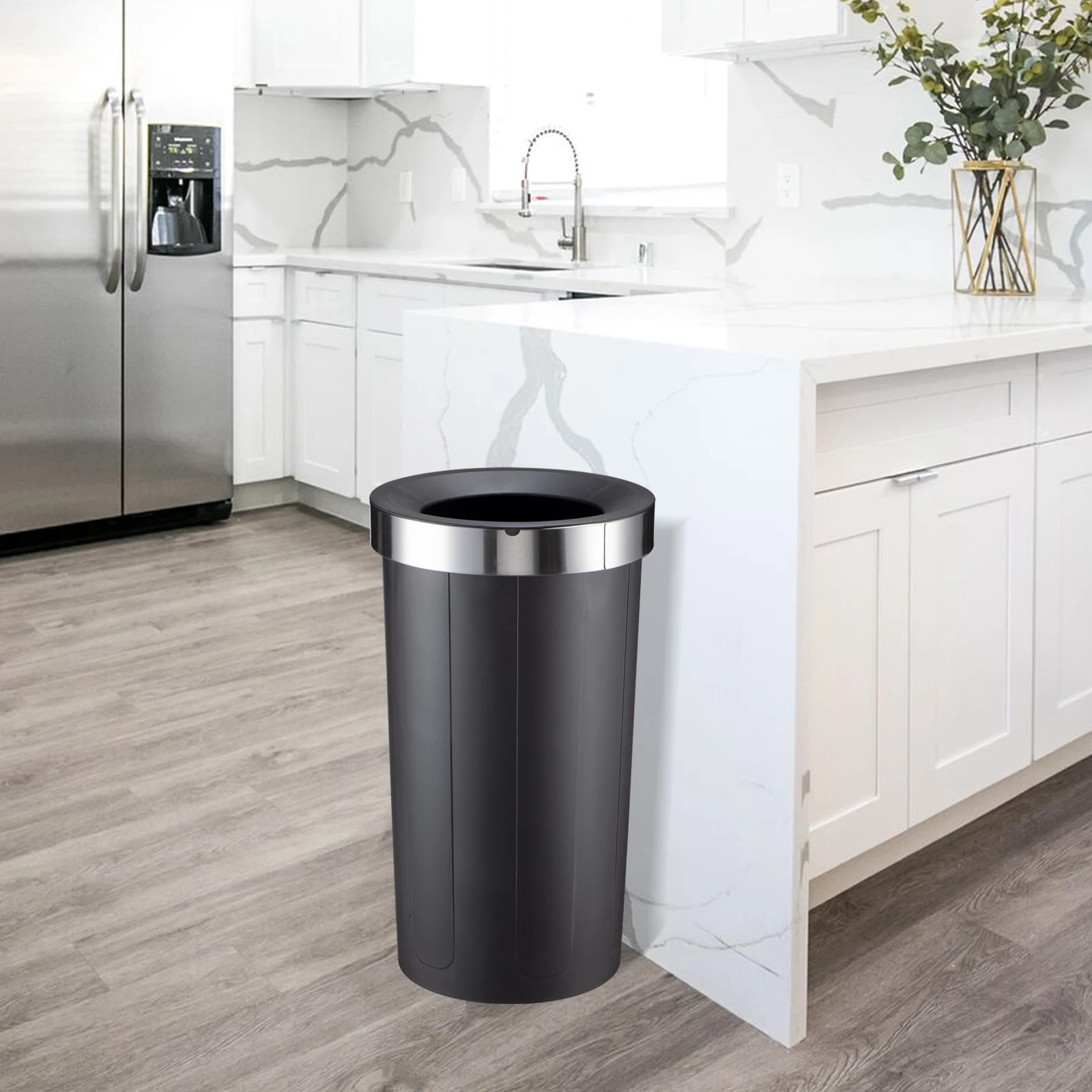 JILI Stainless Steel Trash Can: Crafted with durable materials, it boasts a spacious open-top design for easy waste disposal
