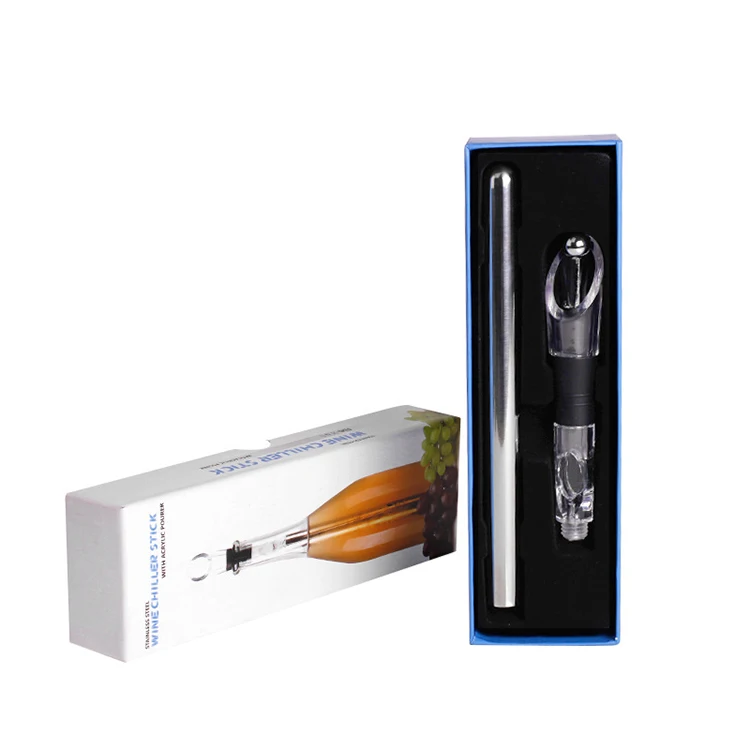 Wholesale Wine Accessories Gift Set Stainless Steel Bottle Cooler Chiller Stick with Acrylic Pourer