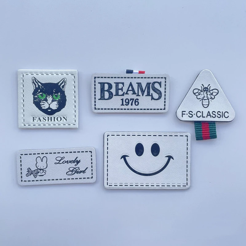 1000PCS/BAG Fashion Custom Brand Name Logo Embossed PU Faux Leather Labels and Patches for Jeans With Embossed Logo For Jackets