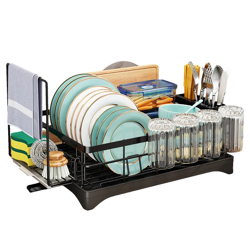 Metal Home Organizer Kitchen Stand Dish Drainer With Tray Can Customize More Accessories Dish Drying Rack Kitchen Plate Rack