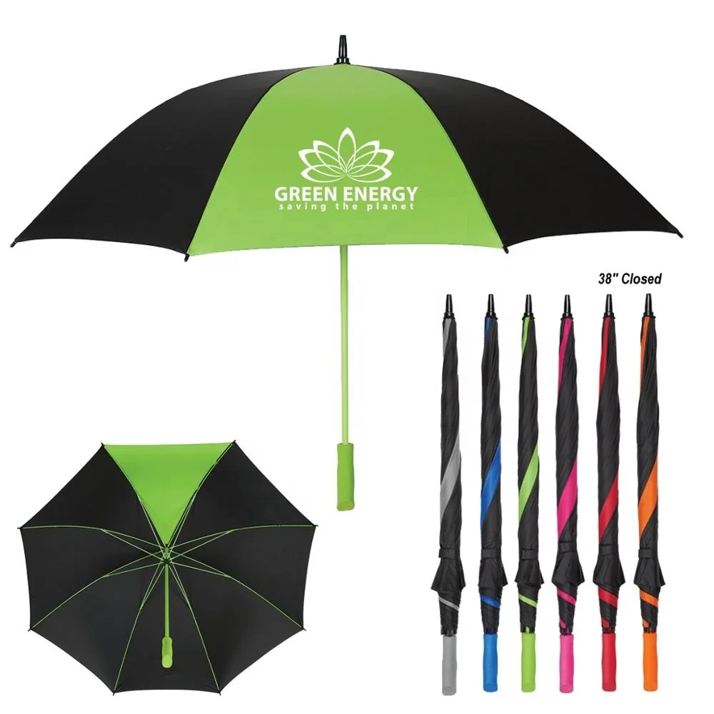 High quality straight silk screen printing matched color golf umbrella