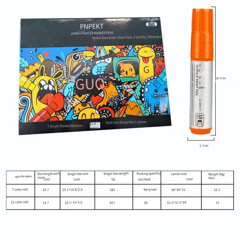 Wholesale Acrylic Marker Large Capacity Art Graffiti 15mm Color Set Marker Acrylic Paint