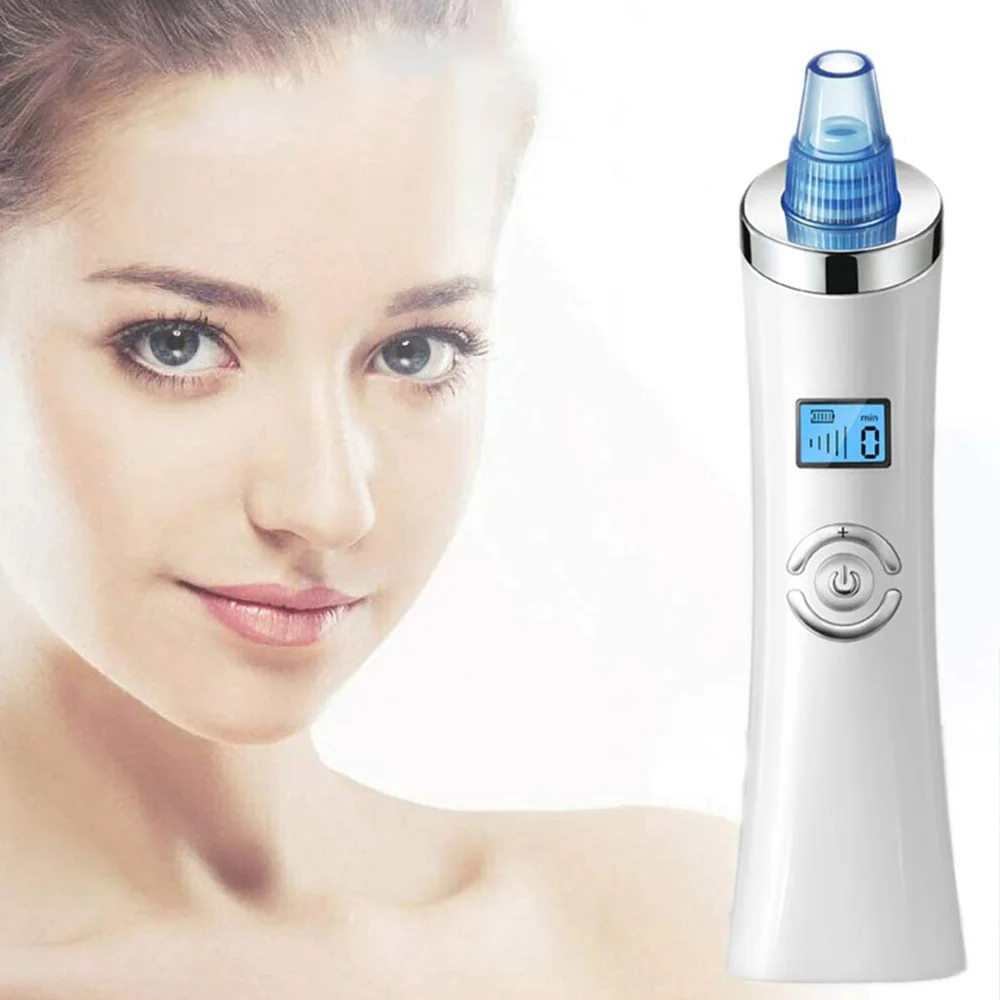 High Efficiency Electric Suction Blackhead Remover Pore Vacuum LCD Display Facial Pore Cleaner With 6 Probes