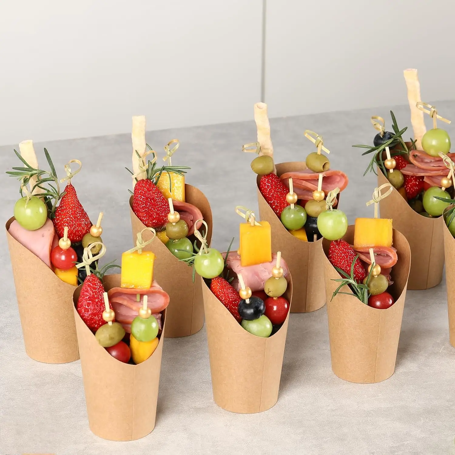 Custom Printed Logo Paper Popcorn Sandwich Ice Cream Holder Cup  Kraft Paper Container For Wedding Party Food Cones