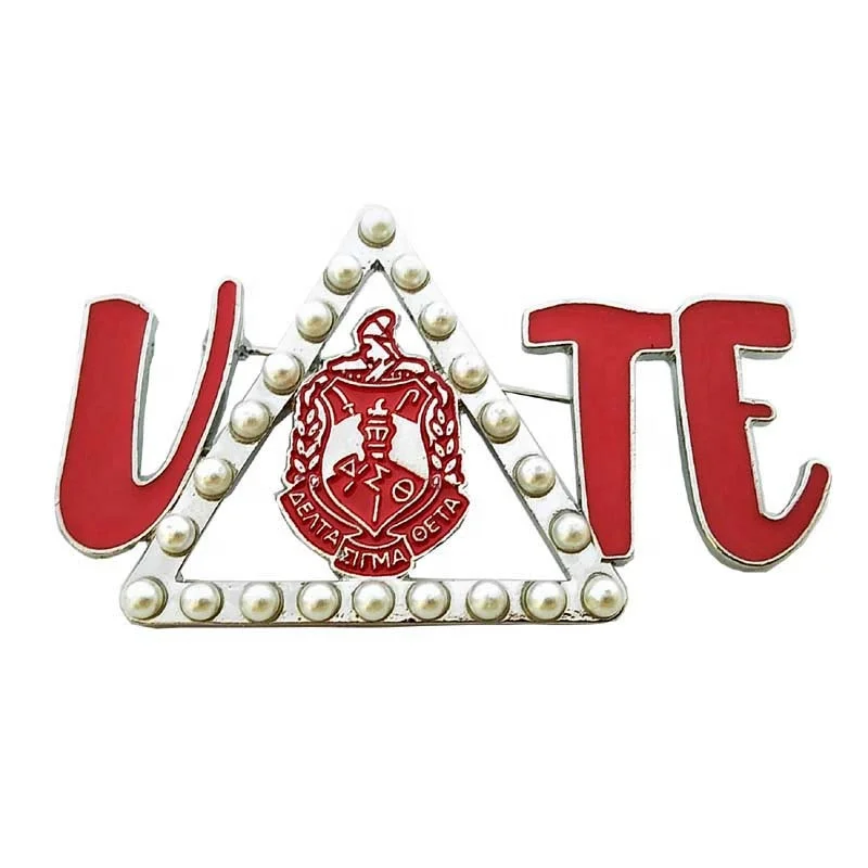 
Красная греческая сороity AEO DST Delta щит Vote жемчужная брошь на лацкан  (62336937792)