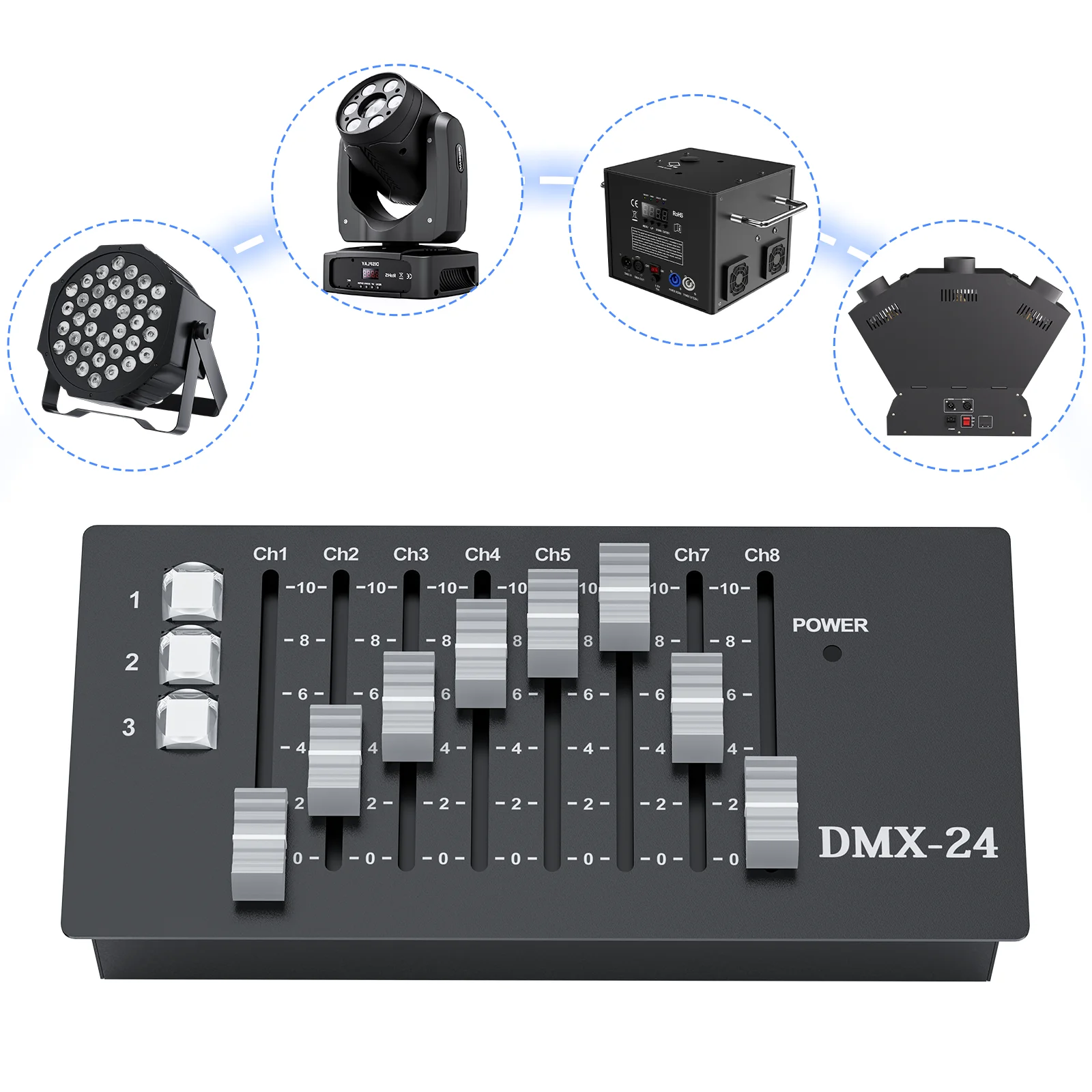 U`King Portable DMX Console MIDI Operator DMX24 Channel DJ Party Stage Lighting Controller Disco