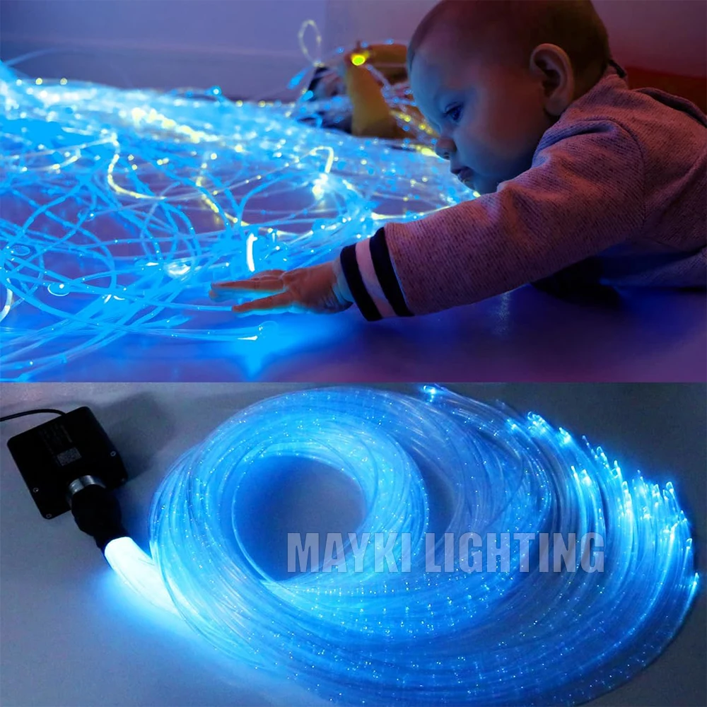 Snoezelen Sensory Room Side Glow Sparkle Fiber Optic Cable x 100 Tails with Fiber Optic Light Source