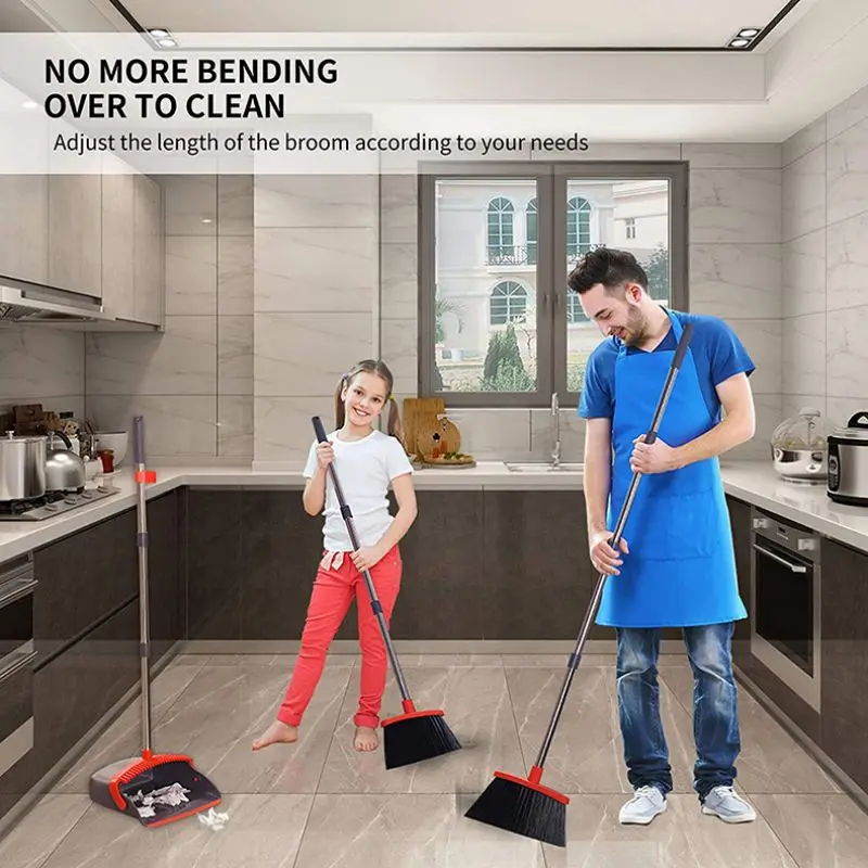 Hot sales room and DustpanDust pan Broom Set  Extendable Long Handle  Broom Dustpan Combo Home Cleaning Supplies
