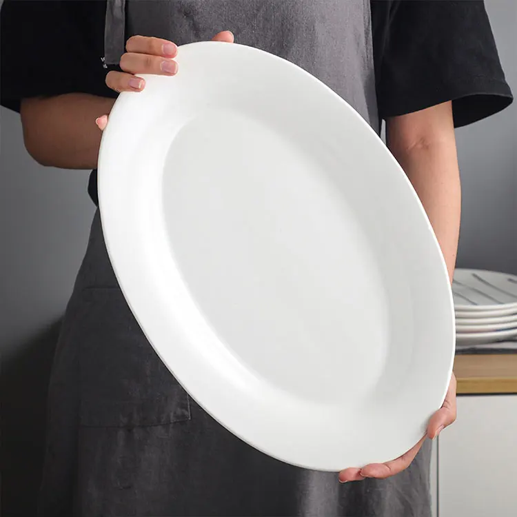 hot selling white hotel home restaurant serving plate set fine china porcelain ceramic fish plate