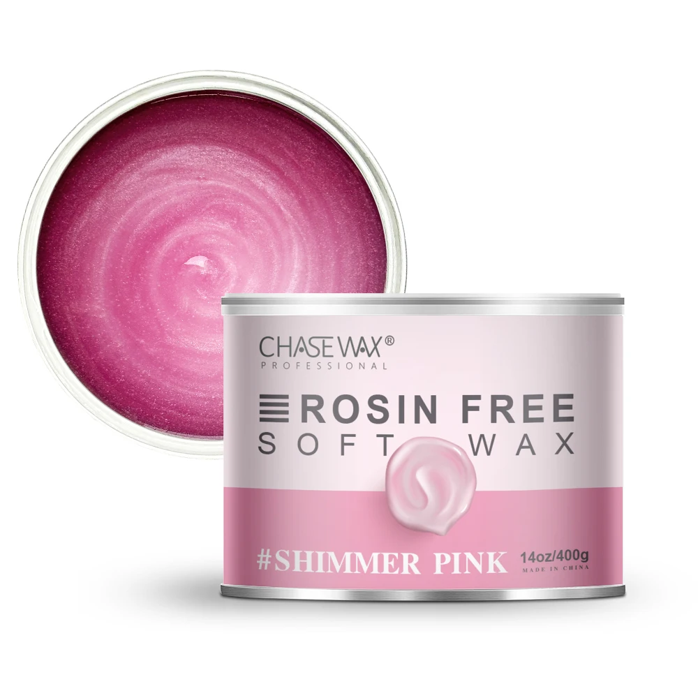 Chase Wax 14oz Shimmer Pink Rosin Free Depilatory Soft Wax Can For Hair Removal