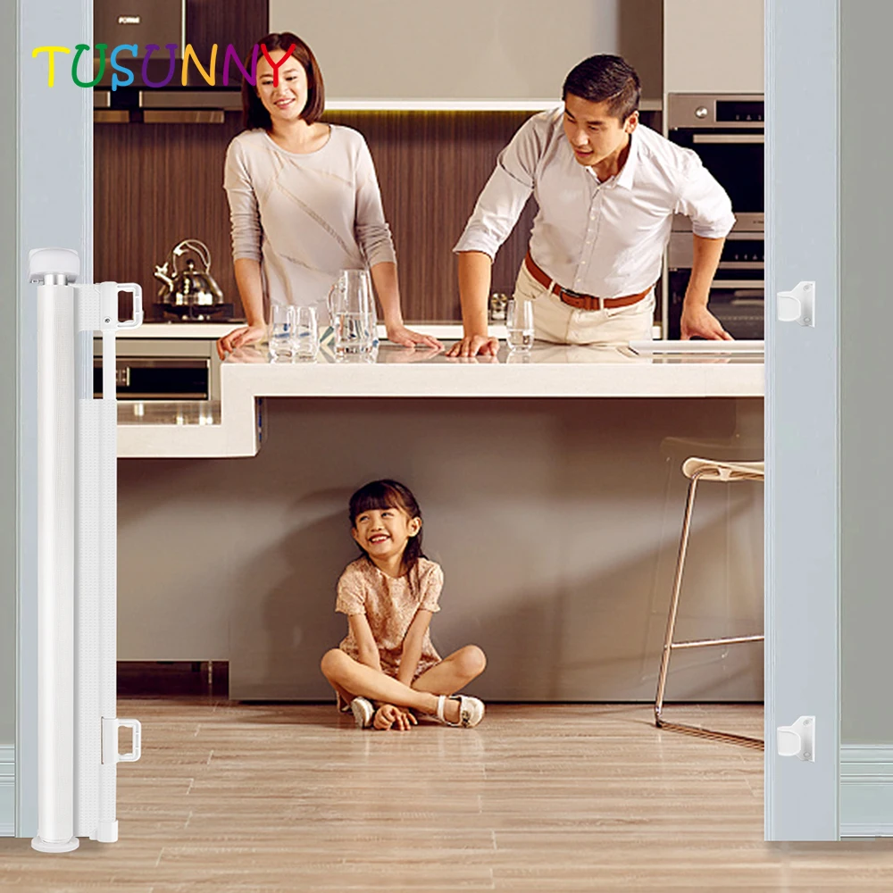 Retractable Baby Gate Child Safety Indoor/Outdoor Retractable Baby Gate Pet Barrier Gate