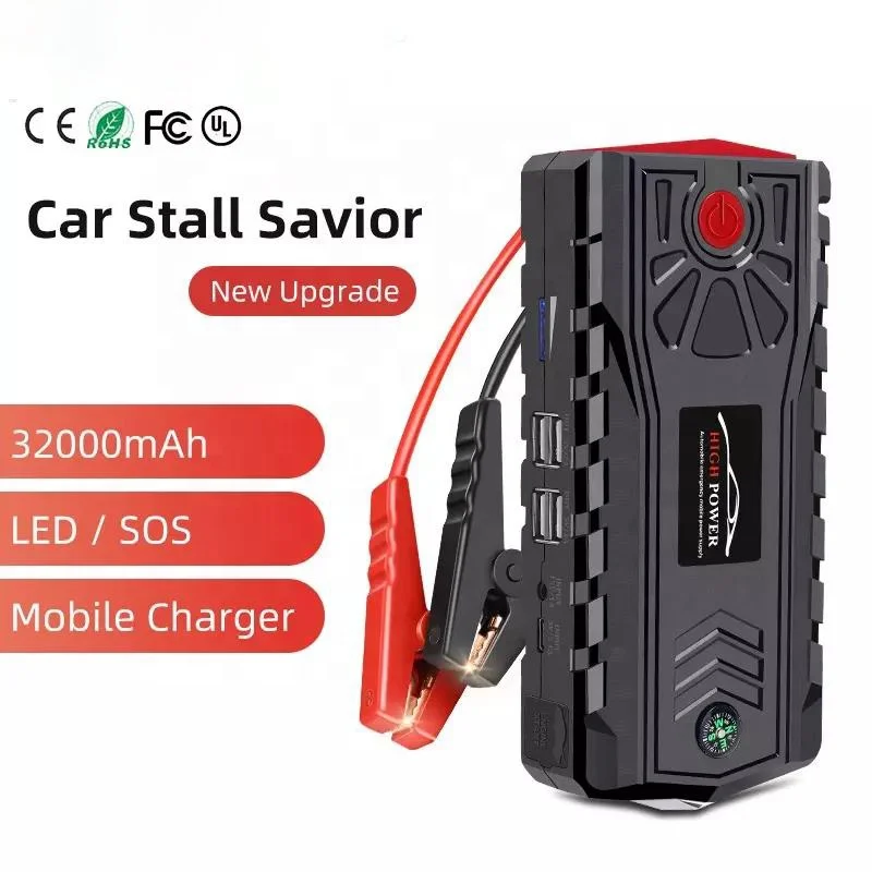 High Quality 32000mAh High Power Car Jump Starter Power Bank Multi-Function Portable 12V Lithium Battery Car Jump Starter