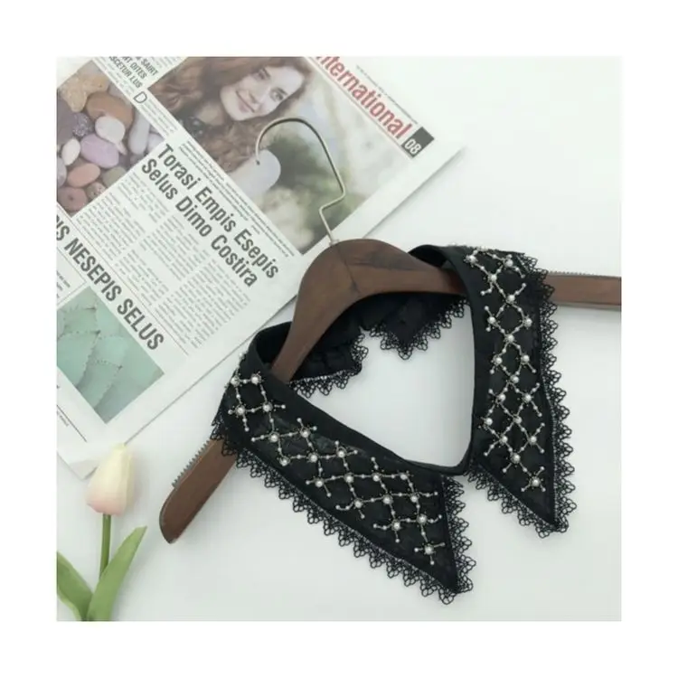 Factory Direct Selling New Women Lace Pearl Big Pointed Detachable Shirt Fake Collar