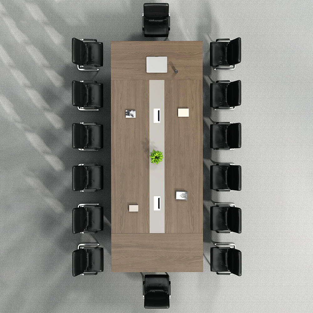 Custom Luxury Modern 16 Pex Wireless Office Furniture Conference Table Socket Conference Table And Chairs Set With Vga And Hdmi