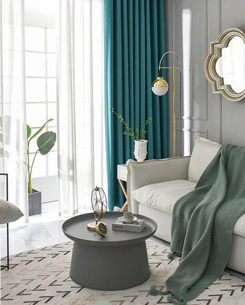 Factory supply two sides same looking  linen fabric 99% blackout curtain readymade