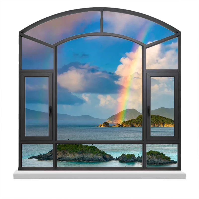 Windproof Hurricane Impact Glass Windows Aluminium Window Casement Double Glazed Aluminium Window