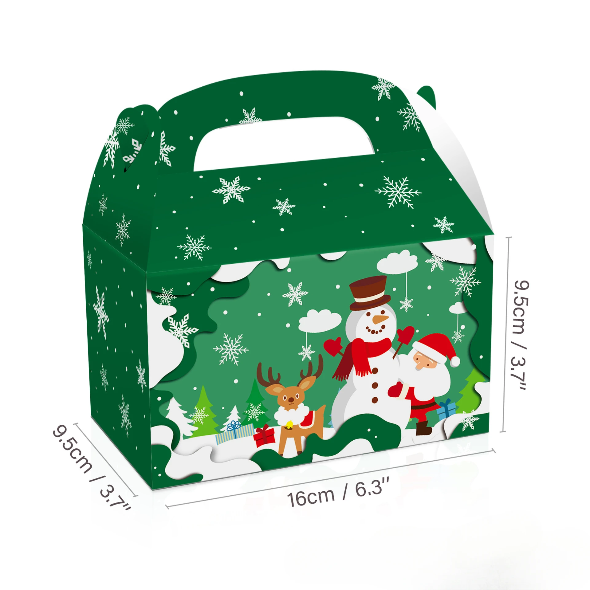 12Pcs/Pack Christmas Favor Candy Box Square Santa Claus Gift Party Chocolate Biscuit Packaging Happy News