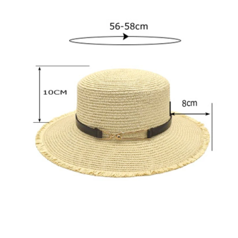 New Style Flat Top Skimmer Boater Hat Wholesale Straw Hat Summer Natural Wheat Straw Hat