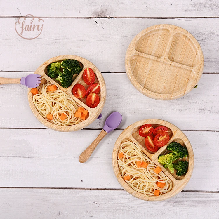Wooden Plates Bamboo Animals Baby Bamboo Plate Set Toddlers Feeding Bamboo Fiber Plate With Suction