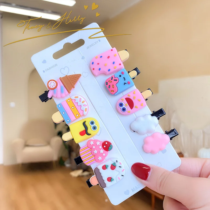 Tracy & Herry Spring 2022 New Fashion Hair Accessories Kids Colorful Cartoon Flat Spring Clips for Baby Girls Cute Hair Clip