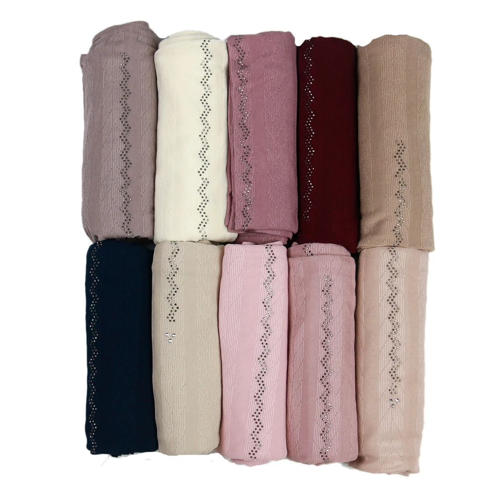 Rayon ready to wear readymade hijabs rhinestones jersey hijab for muslim women