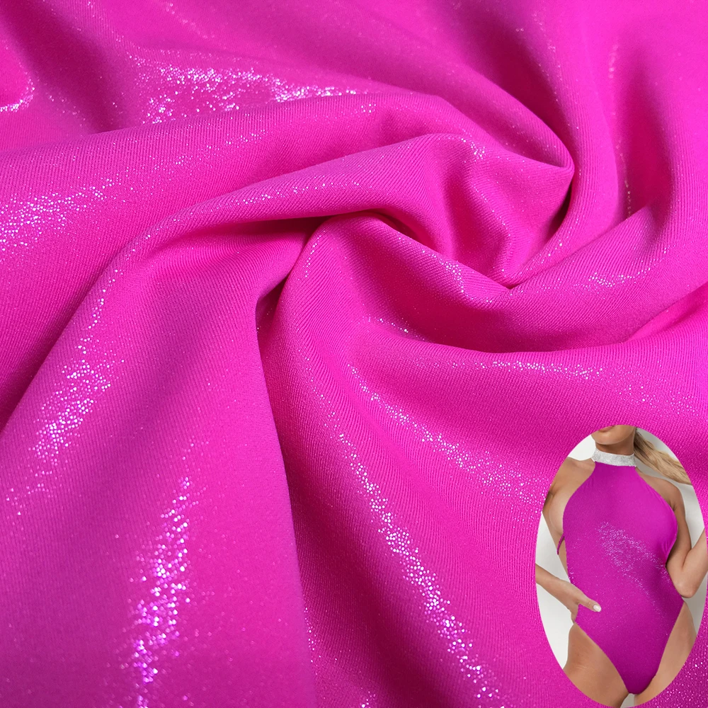 Pink color 82 nylon 18 spandex fabric with foil breathable nylon spandex fabric for swimwear fabric