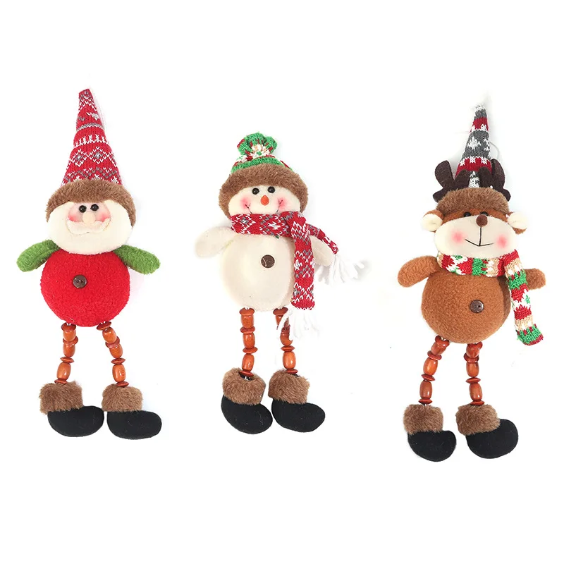New Christmas decorations cartoon cute old man snowman elk hanging foot action figure with lights  art and craft