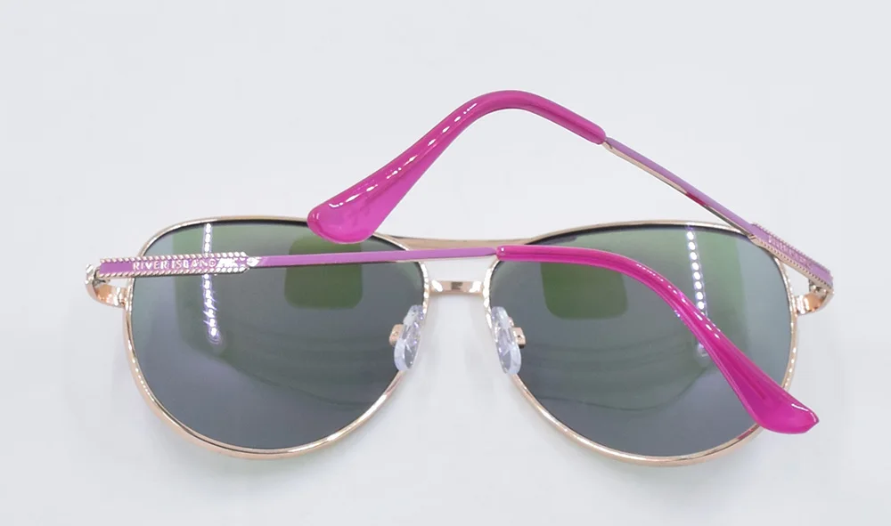 Wholesale laser logo painting frame Custom purple mirror lens 100% UV400 women retro metal sunglasses for lady