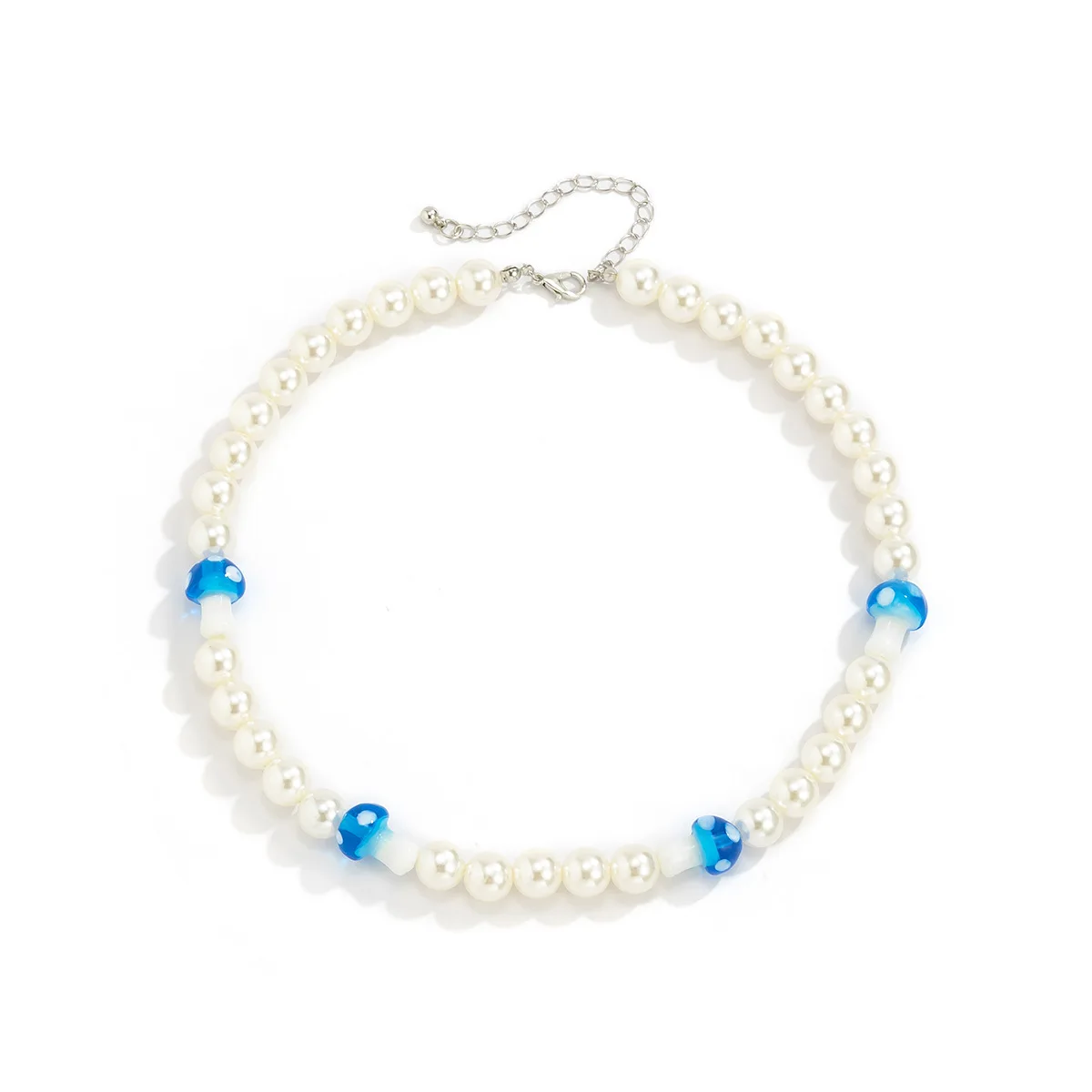 Boho Trendy Cute Red Colorful Small Mushroom Pendant Necklaces For Women Punk Fashion Pearl Necklace Jewelry colliers