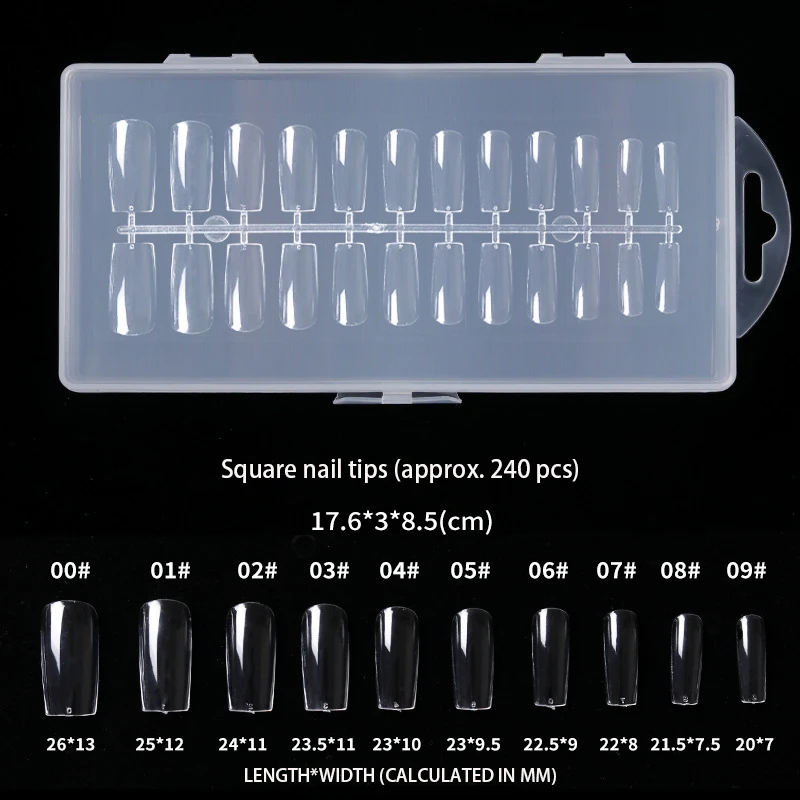 GOMI Nails Salon Stiletto Long False Artificial White Clear Natural Full Cover Nails Tips