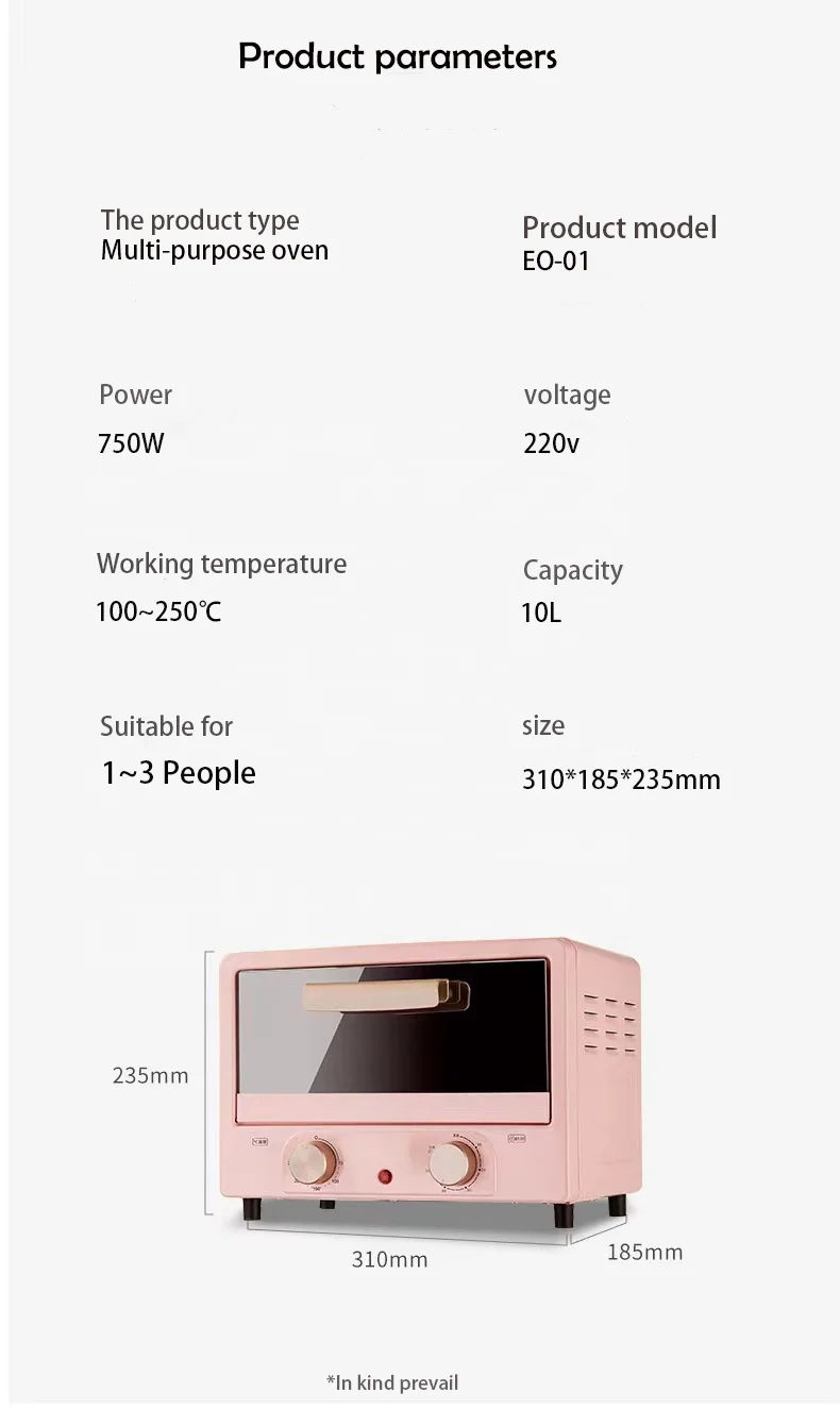 Hot sale 10 liters Baking  Mini Portable Hornos de Electric mini toaster oven