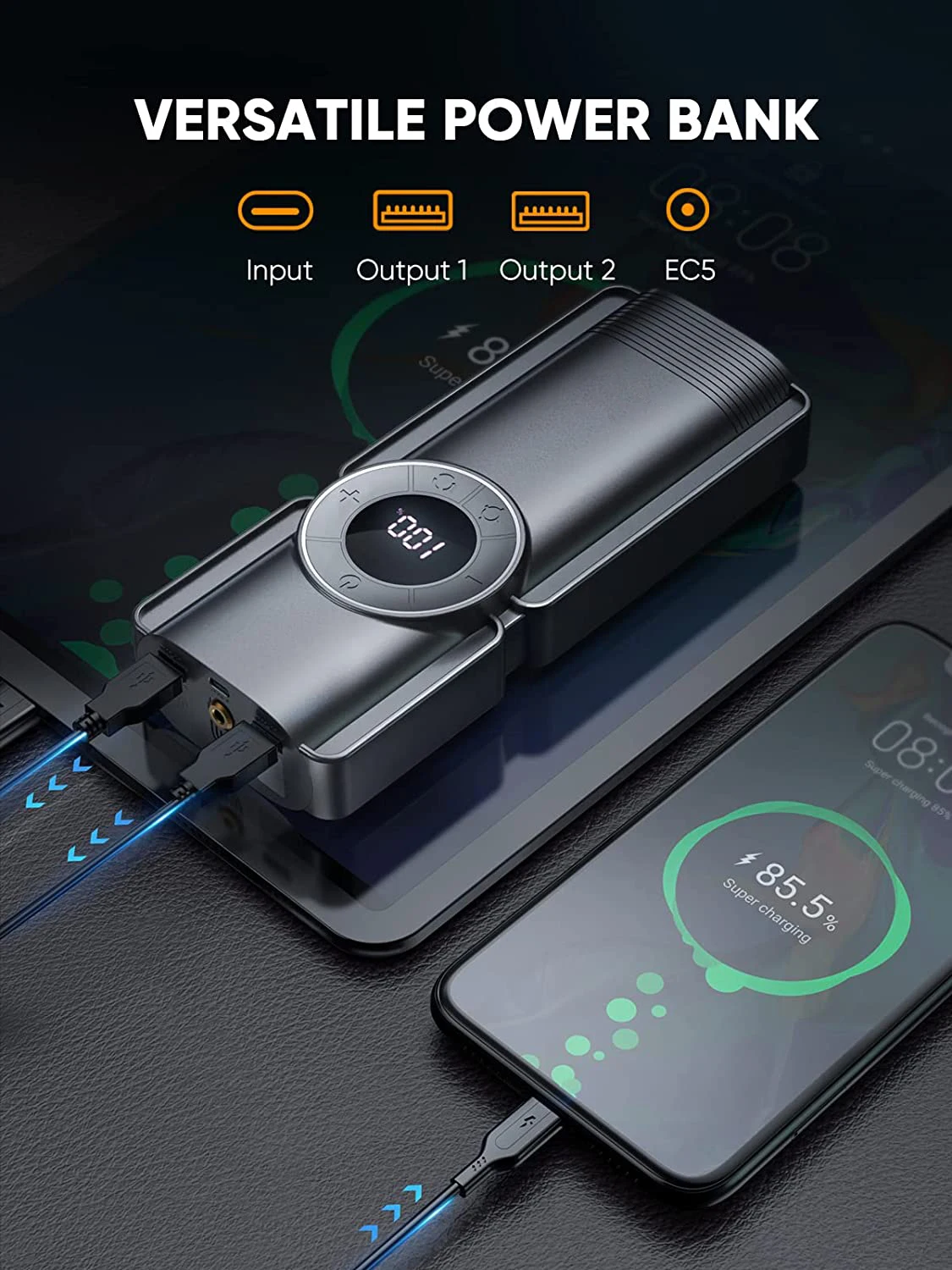 New tire inflator portable air compressor car charger powerbank jump starter for car battery jump starter