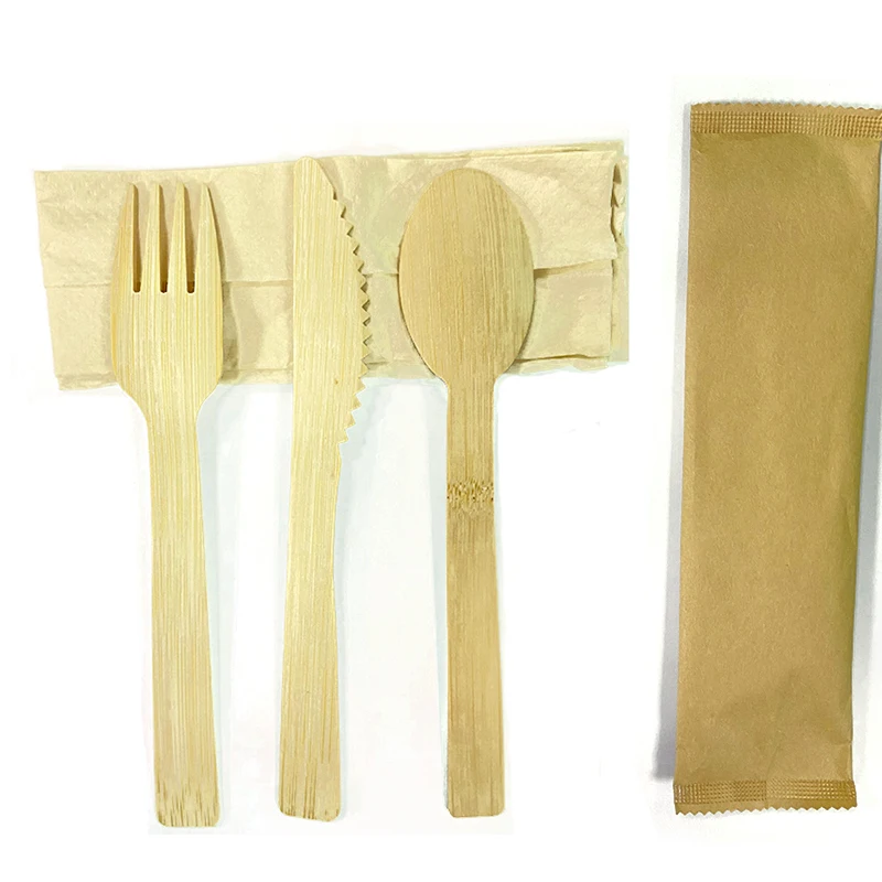 Wholesale New Design Bamboo Wood Knife Spoon Fork Cutlery Set disposable wooden spoon fork knife