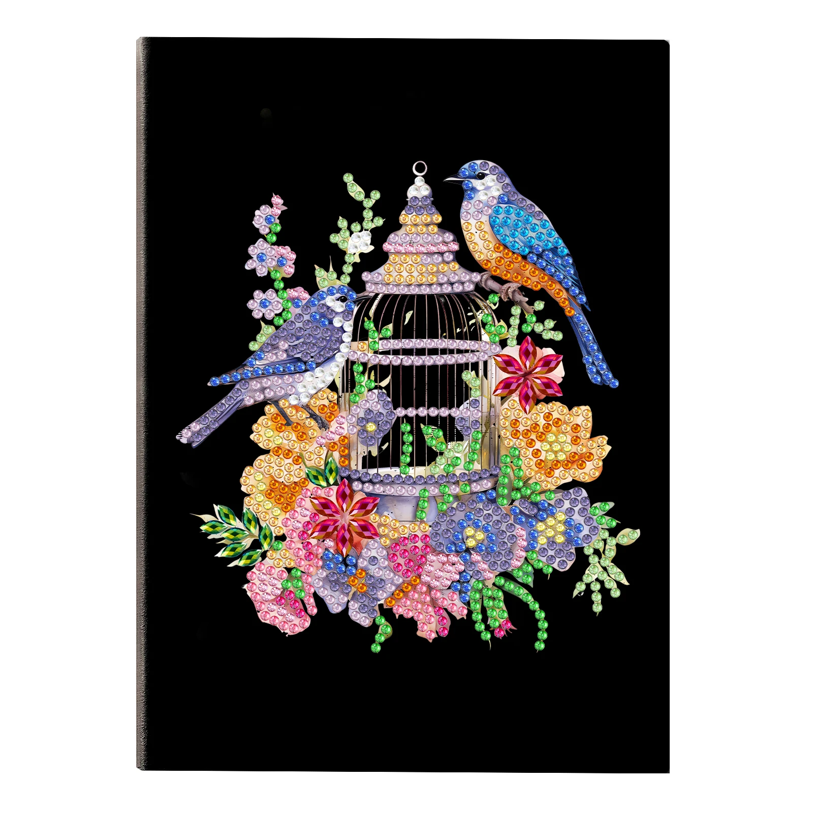 wholesale romantic bird and flowers design diy diamond painting 64 pages A5 notebook with special-shaped diamond