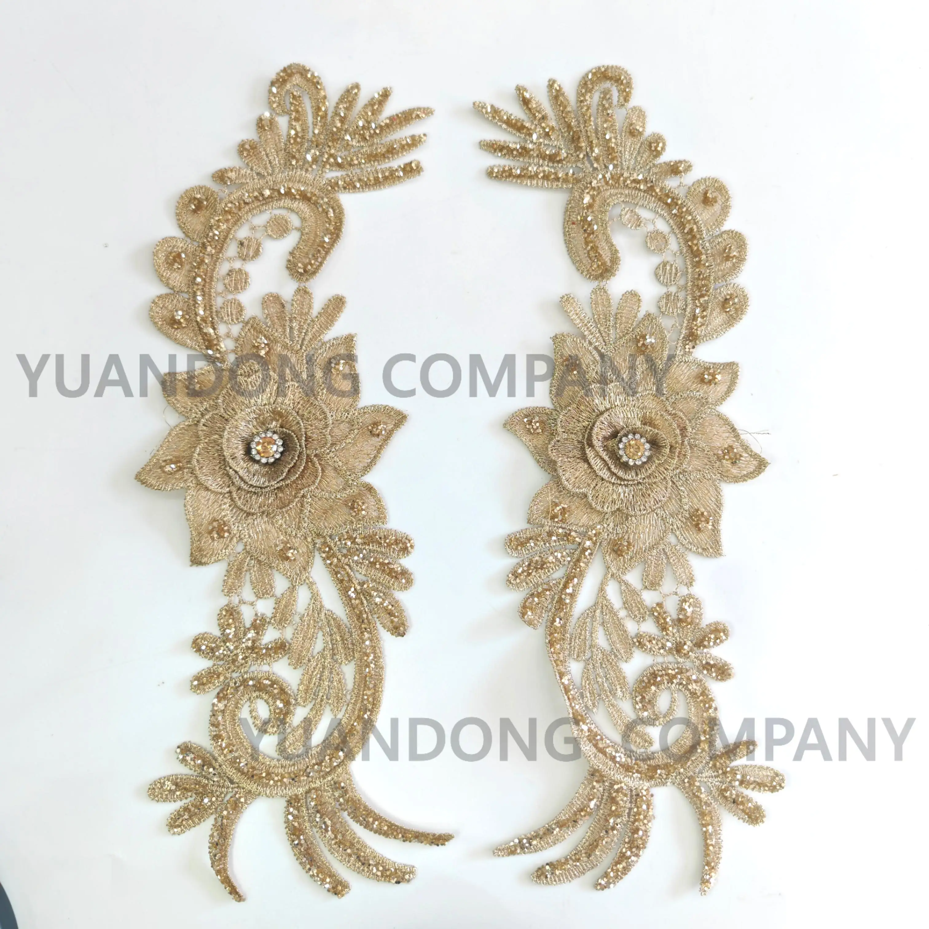 Most Popular Hand-made Applique Flowers Beads High Quality Sequins Lace for Sewing