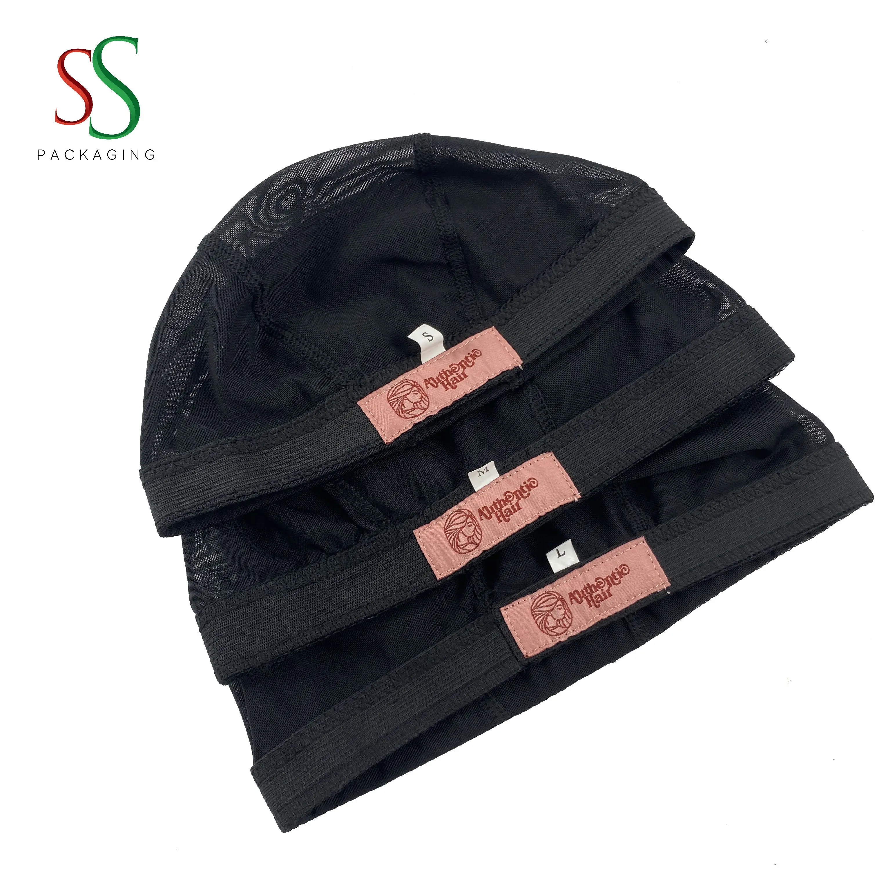 2 Colors Hot Sale Mesh Wig Cap High Quality Stretchable Dome Caps with Custom Logo Tag
