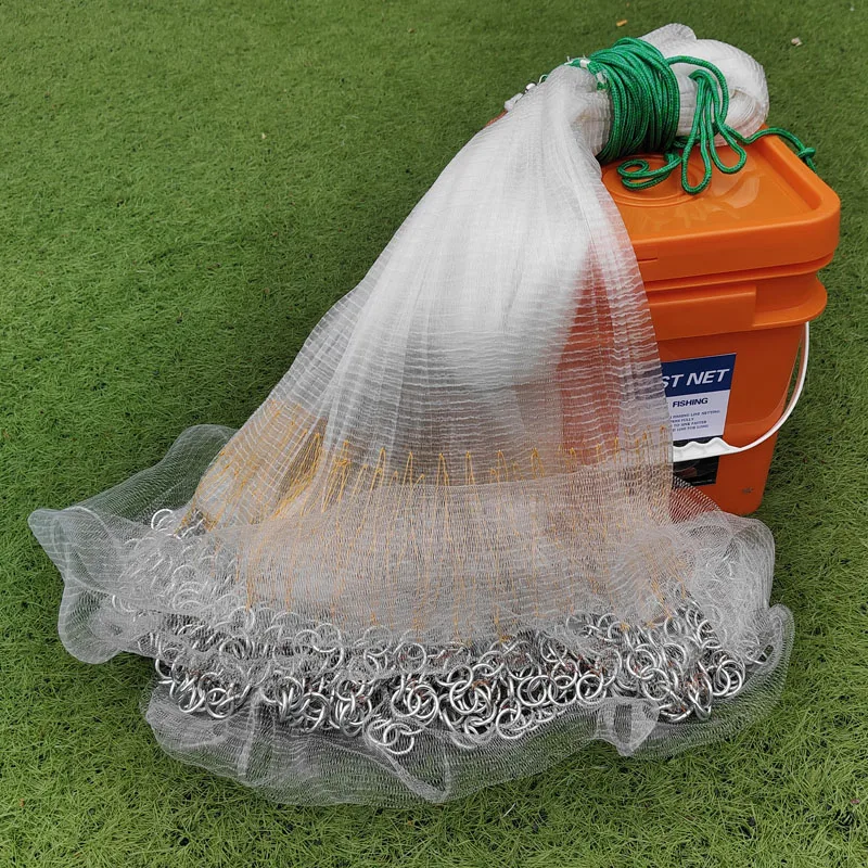 Korean Style Casting Net with Single Filament and Double Section Belt Bag Fishing Nets Product