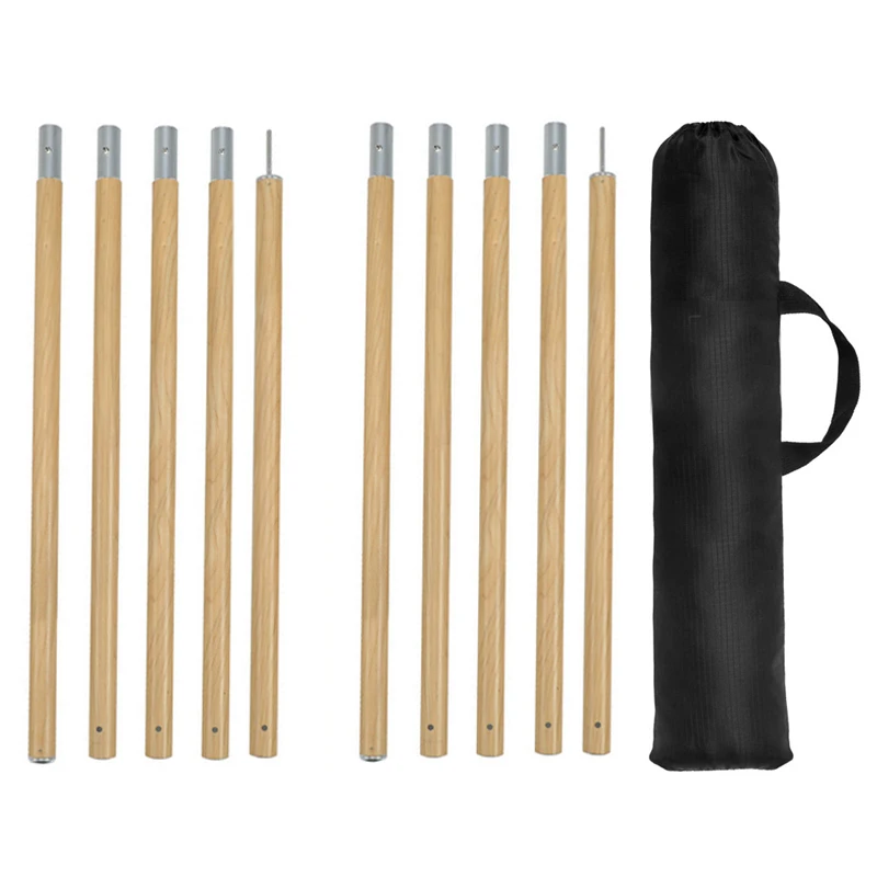 Customized Anodized Folding  Aluminum Adjustable Outdoor Camping Wood Pattern Botton Connection Aluminum Camping Tent Tarp Pole