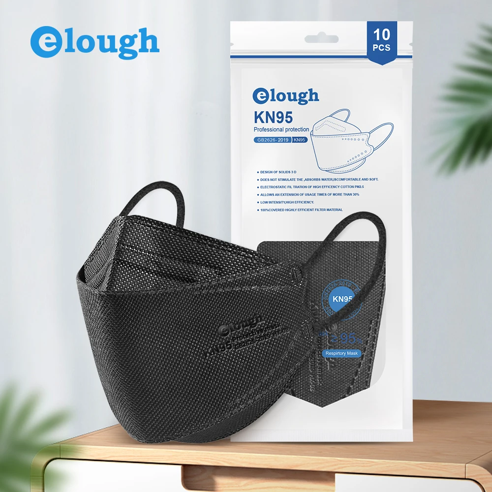 Protective safety 4-layers colores tela termosellado cordon cubrebocas negro mouson KN95 face mask