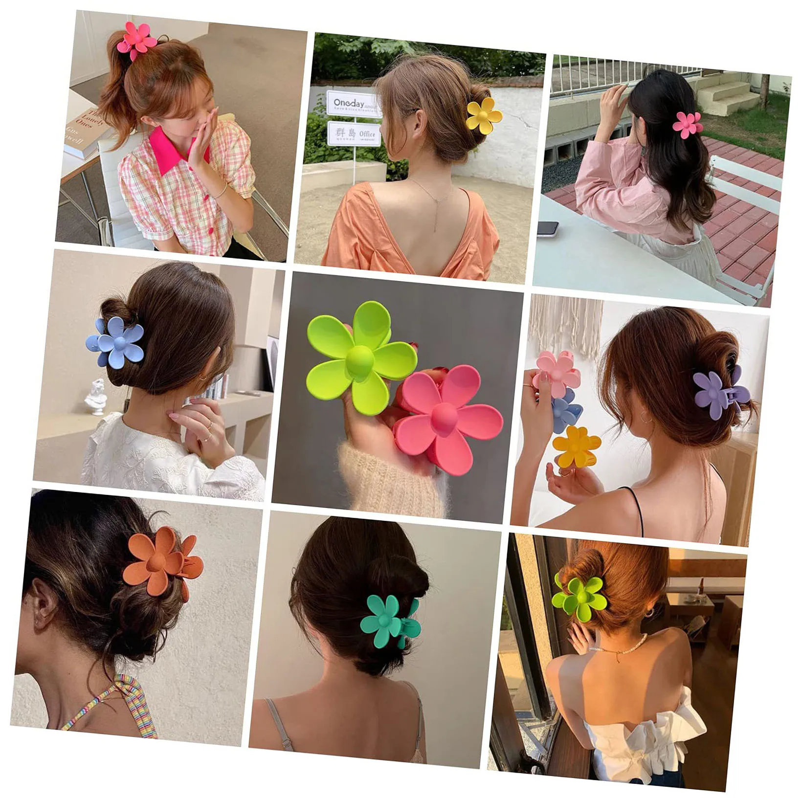 Hot Sale Candy Color Hair Claw Clips Simple Plastic Flower Hair Clip Women Girls Party Hair Accessories