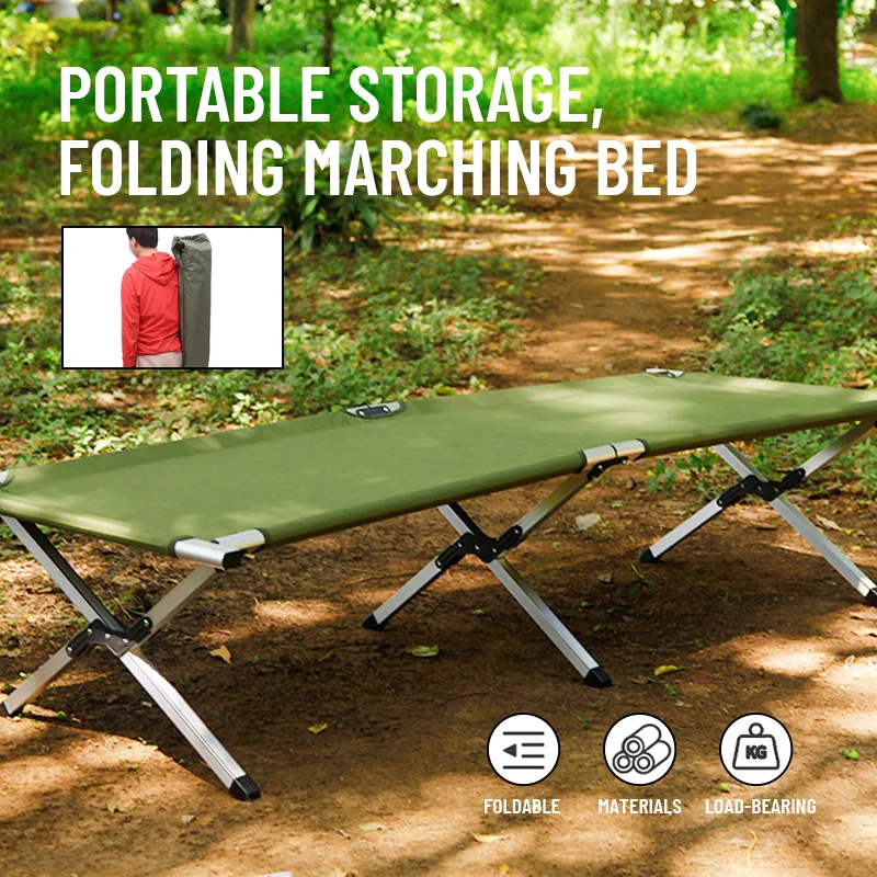 modern camping bed fold camping portable single simple stainless steel comfortable folding bed wholesale