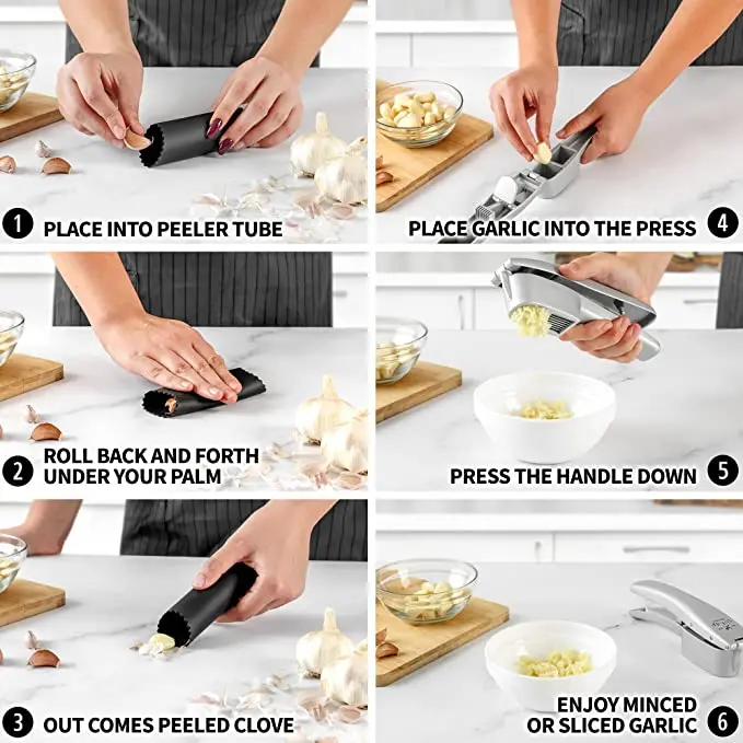 Double Garlic Press Multifunctional 2 In 1 Ginger Garlic Press Slicer With Accessories