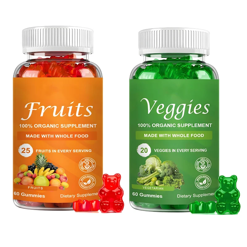 OEM/ODM private label fruits and veggies gummies Natural Fruits and Vegetables Supplement Immunity Antioxidant  Energy support