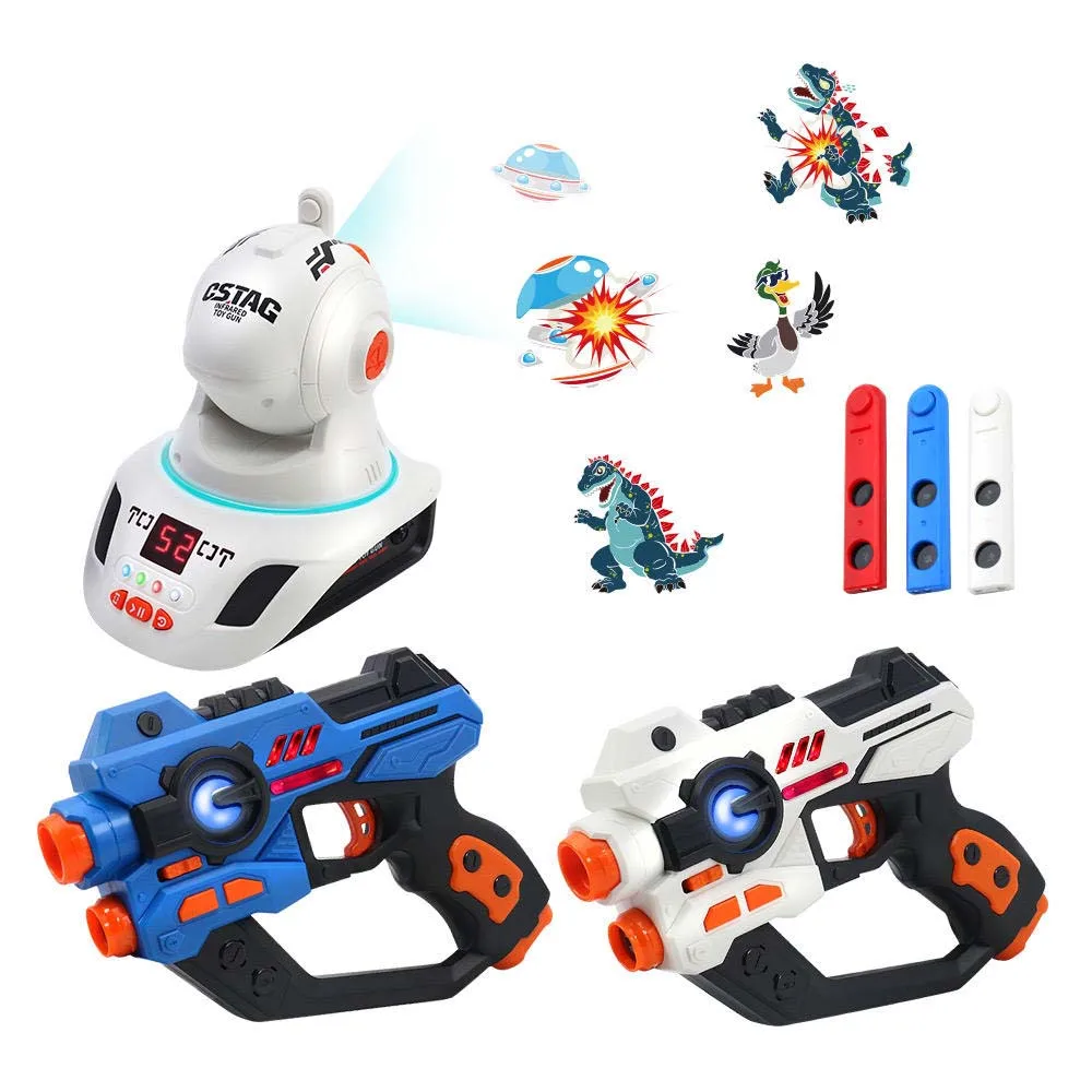 kids Adult Infrared Sound Shooting Games Toy Set 2-Player Vibrate Laser Guns with Projection Tags for Fighting Battles