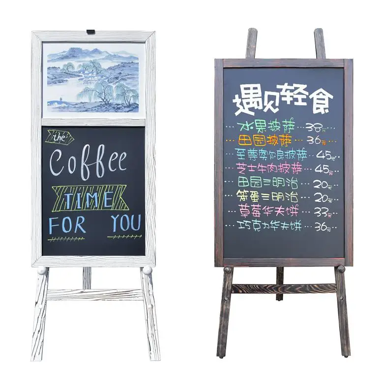 
Antique finish pine wood easel; White frame board stand with premium quality blackboard for chalk or marker pen writing; 