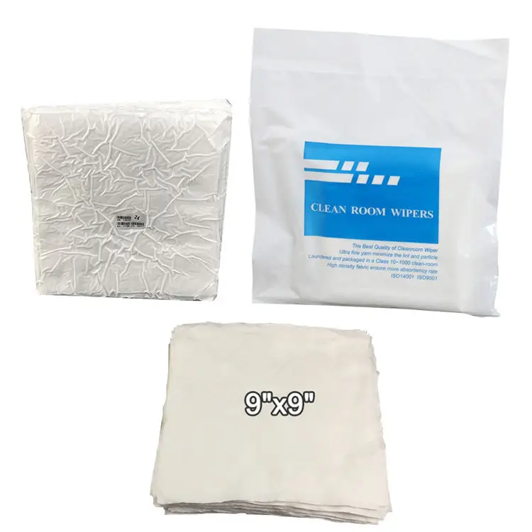 9 X 9inch Industrial Car Cleaning 230gsm Lint Free Disposable Laser Cut Dry Cleanroom Microfiber Wiper