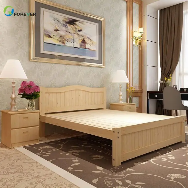Simple Modern Solid Wood Single Bed Wooden Double Bed